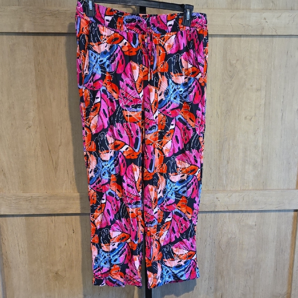 (J16) Tommy Hilfiger Multicolor Leaf Print Pants Sz L